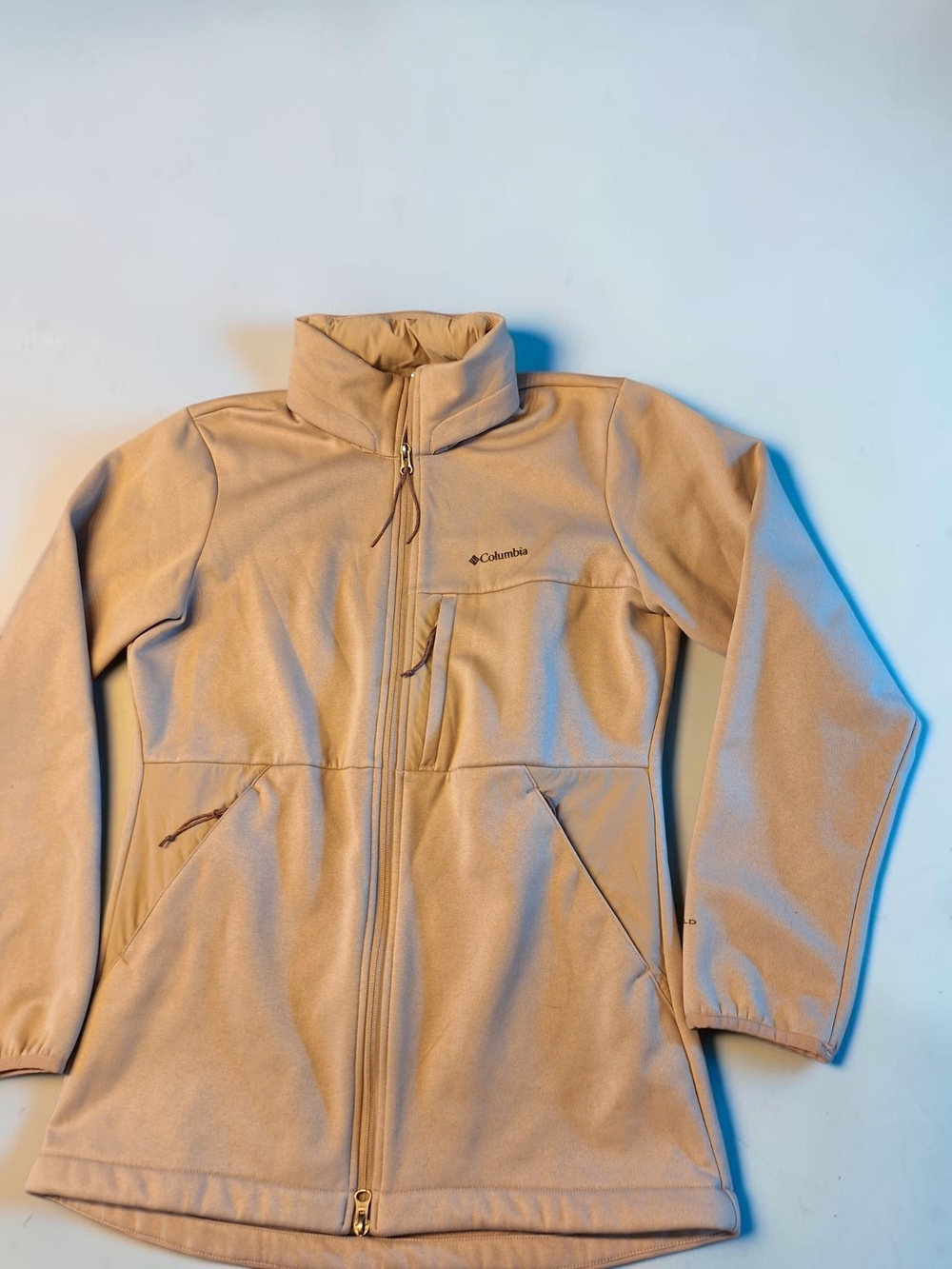 Columbia Women's Tan Full-Zip Softshell Jacket With Built In Hoodie NWOT